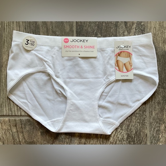 New Jockey Smooth & Shine Seamfree Hipster Panties Size 5/S or 9/XXL White - Picture 1 of 2